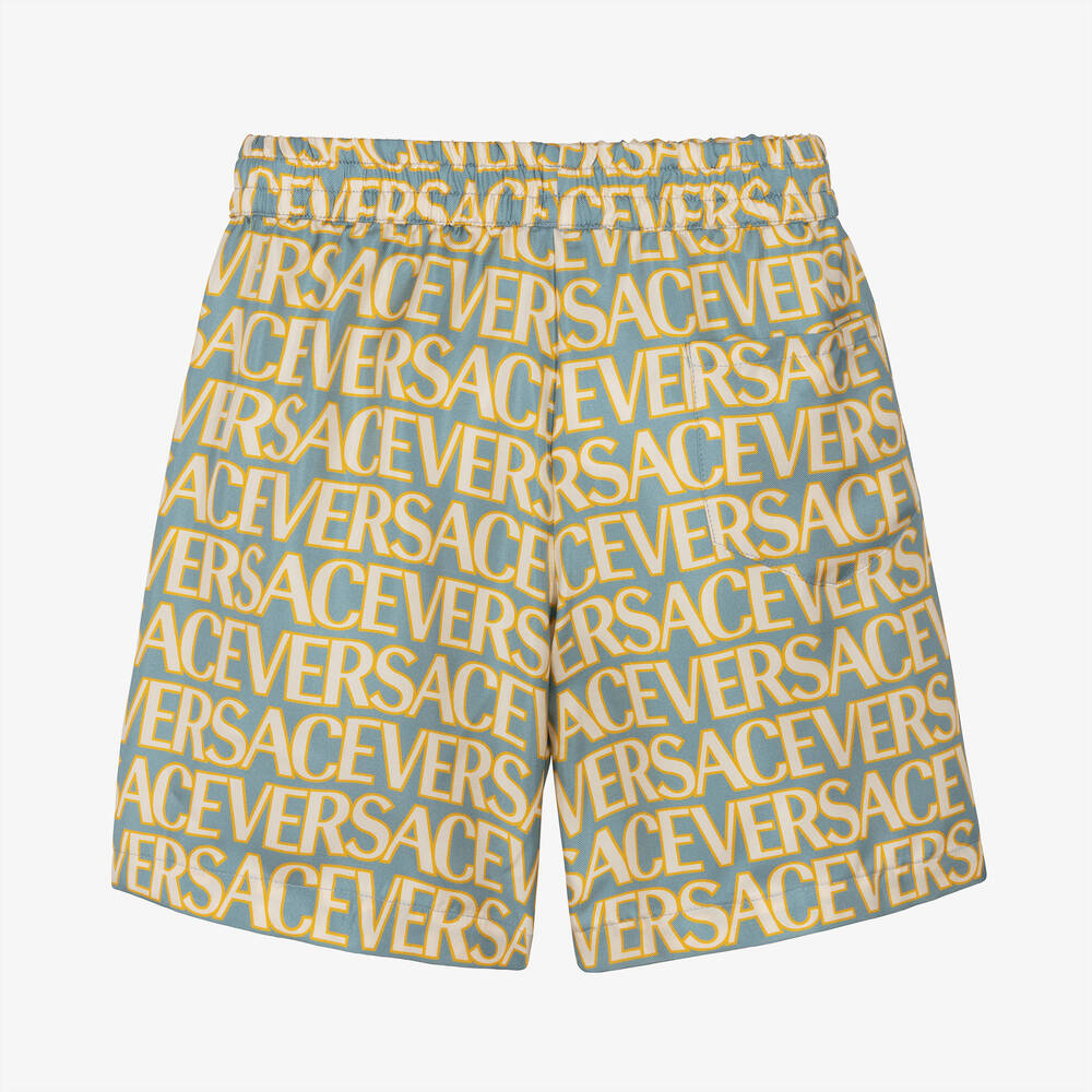 Versace-شورت حرير تويل لون أزرق للأولاد | Childrensalon Outlet