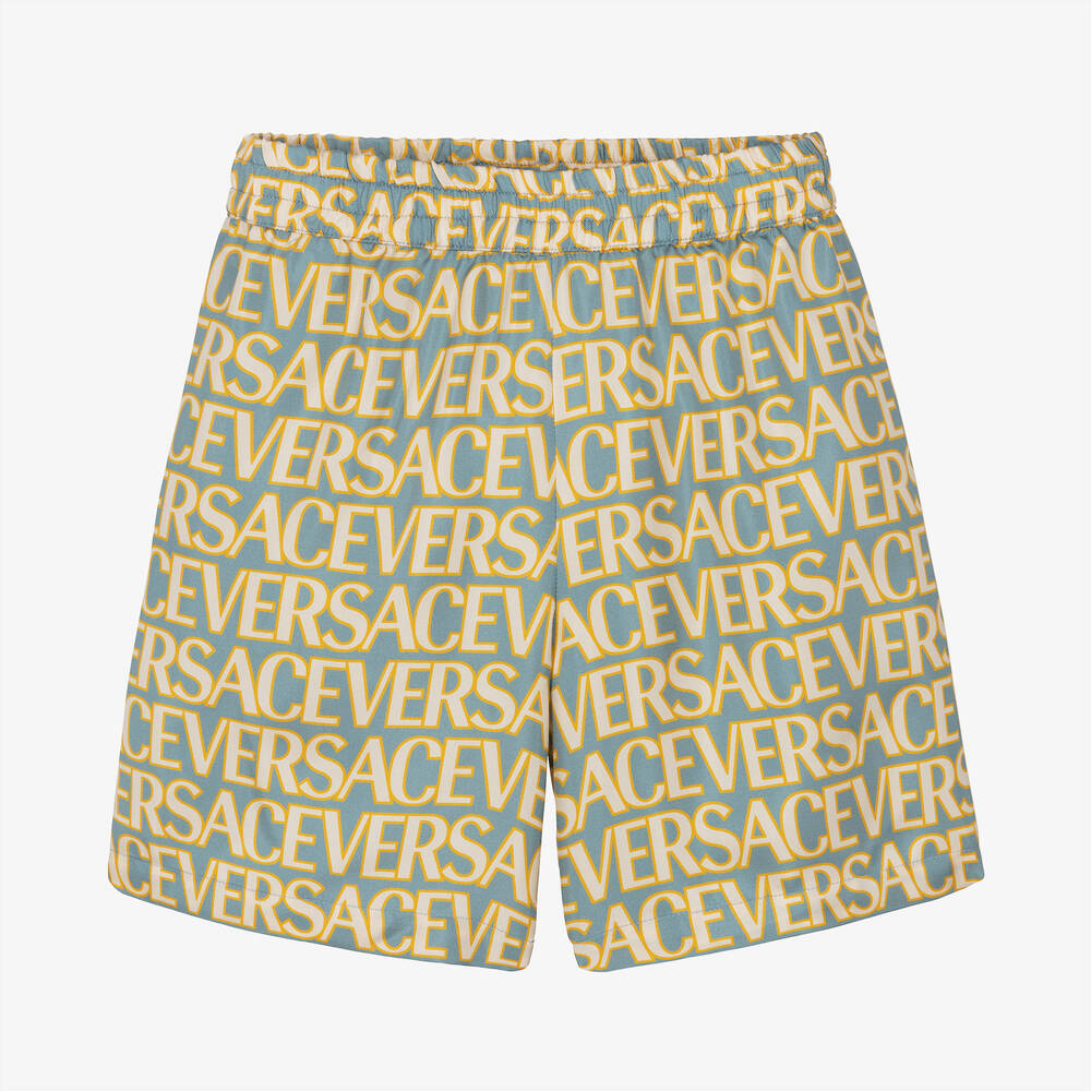 Versace-شورت حرير تويل لون أزرق للأولاد | Childrensalon Outlet