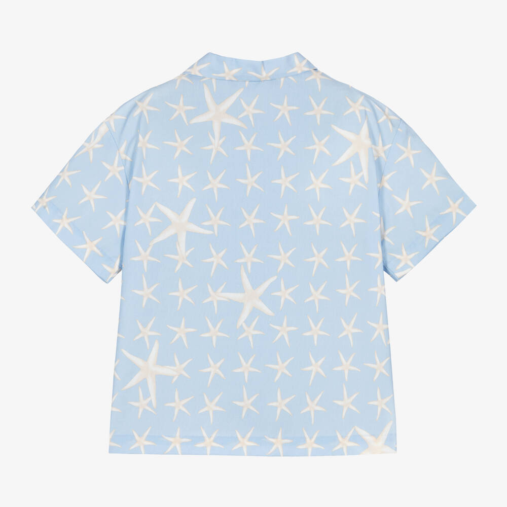 Versace-قميص ستيلا مارينا قطن لون أزرق للأولاد | Childrensalon Outlet