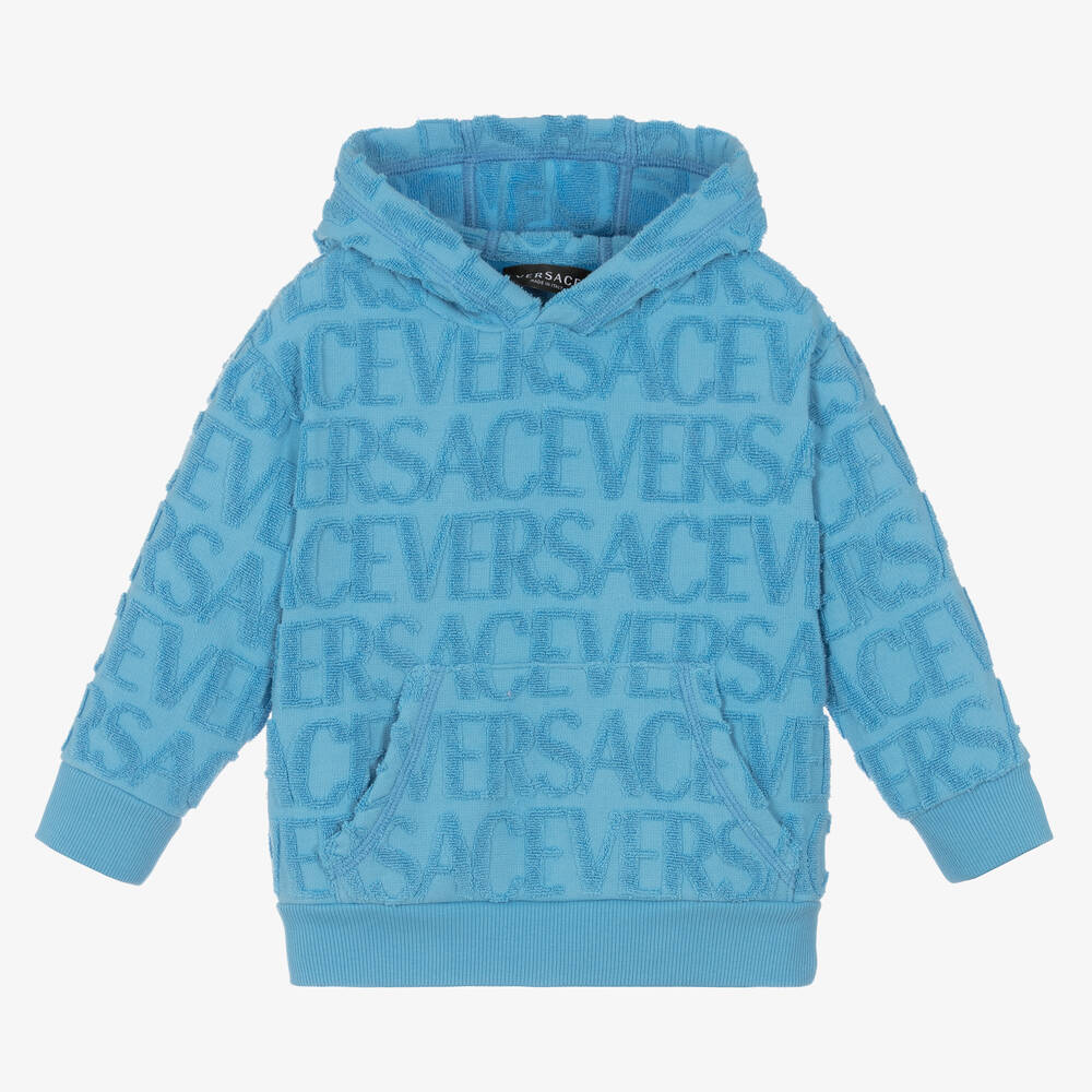 Versace - توب هودي قطن منشفة لون أزرق للأولاد | Childrensalon