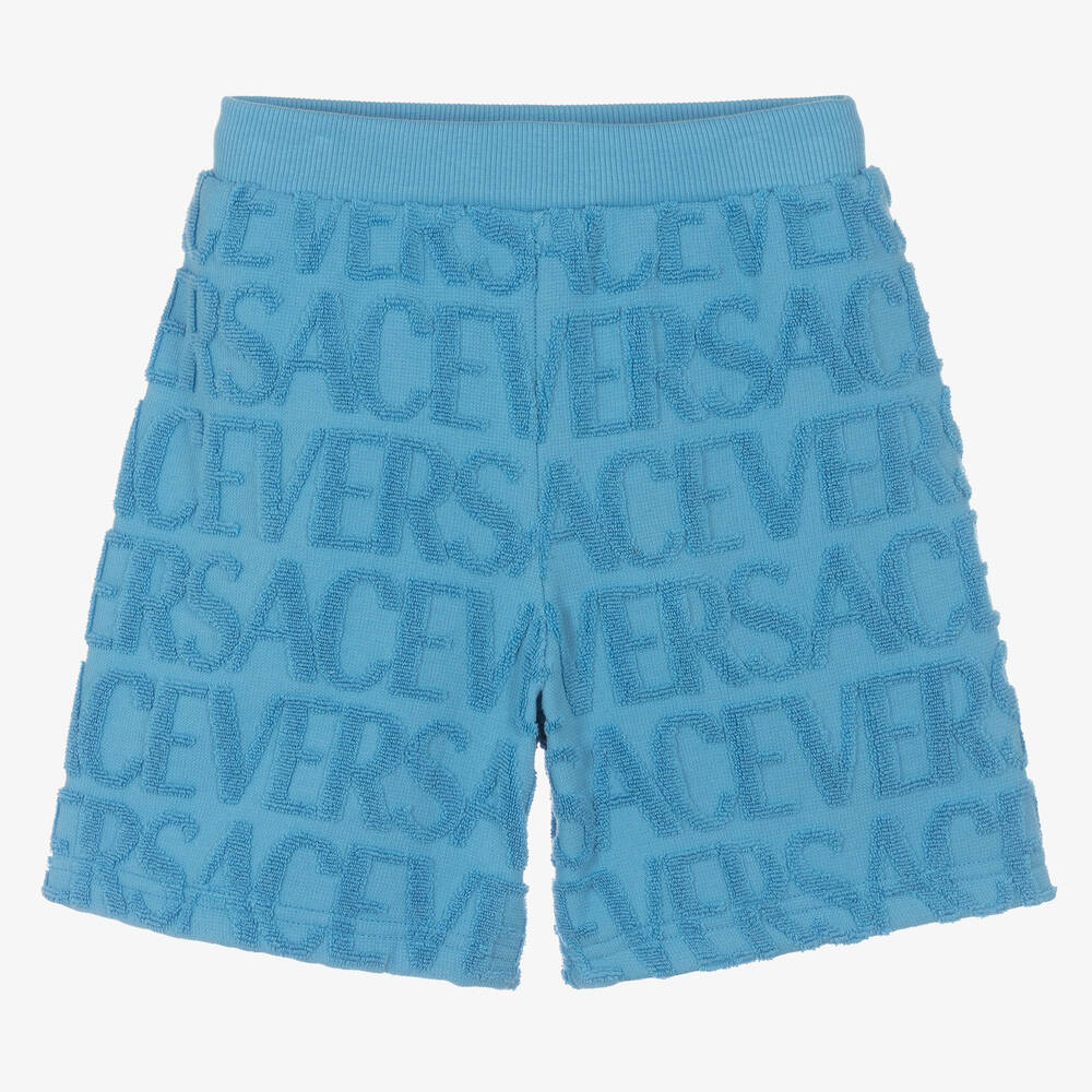 Versace - Boys Blue Terry Towelling Shorts | Childrensalon