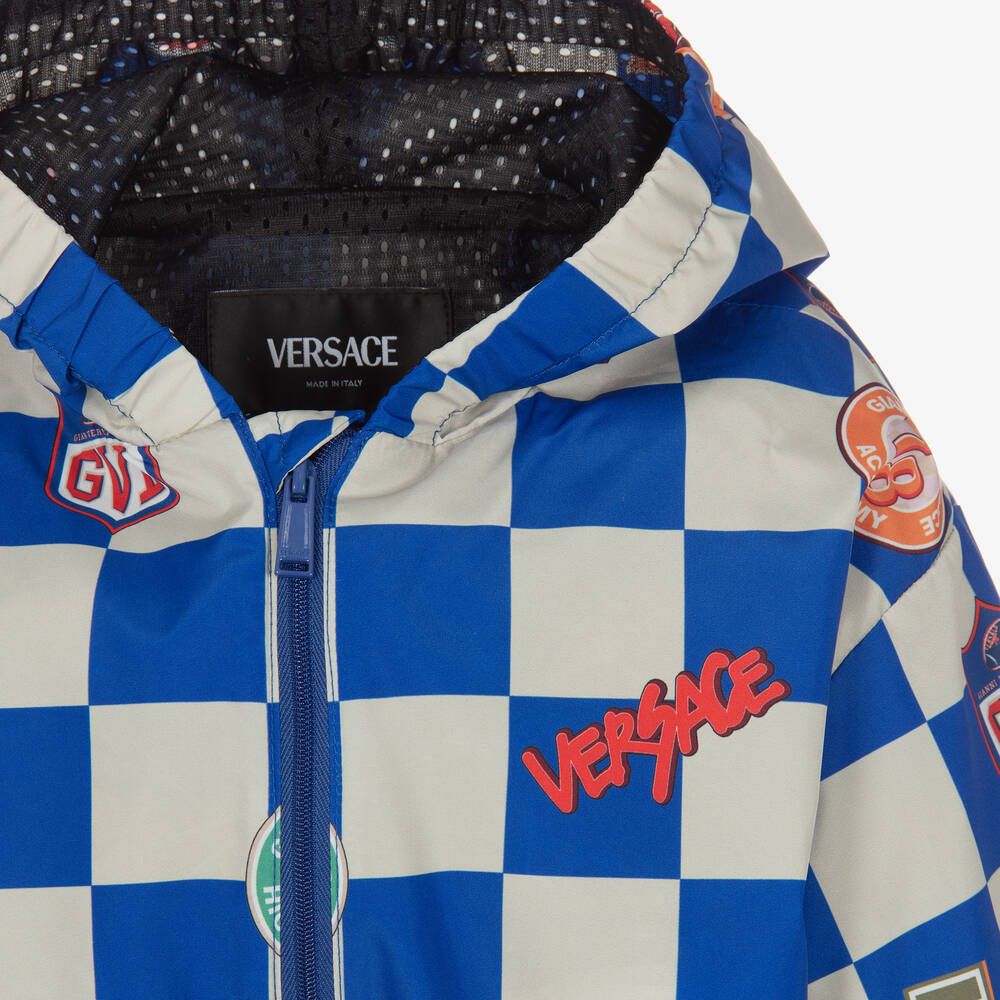 Versace blue jacket cheap