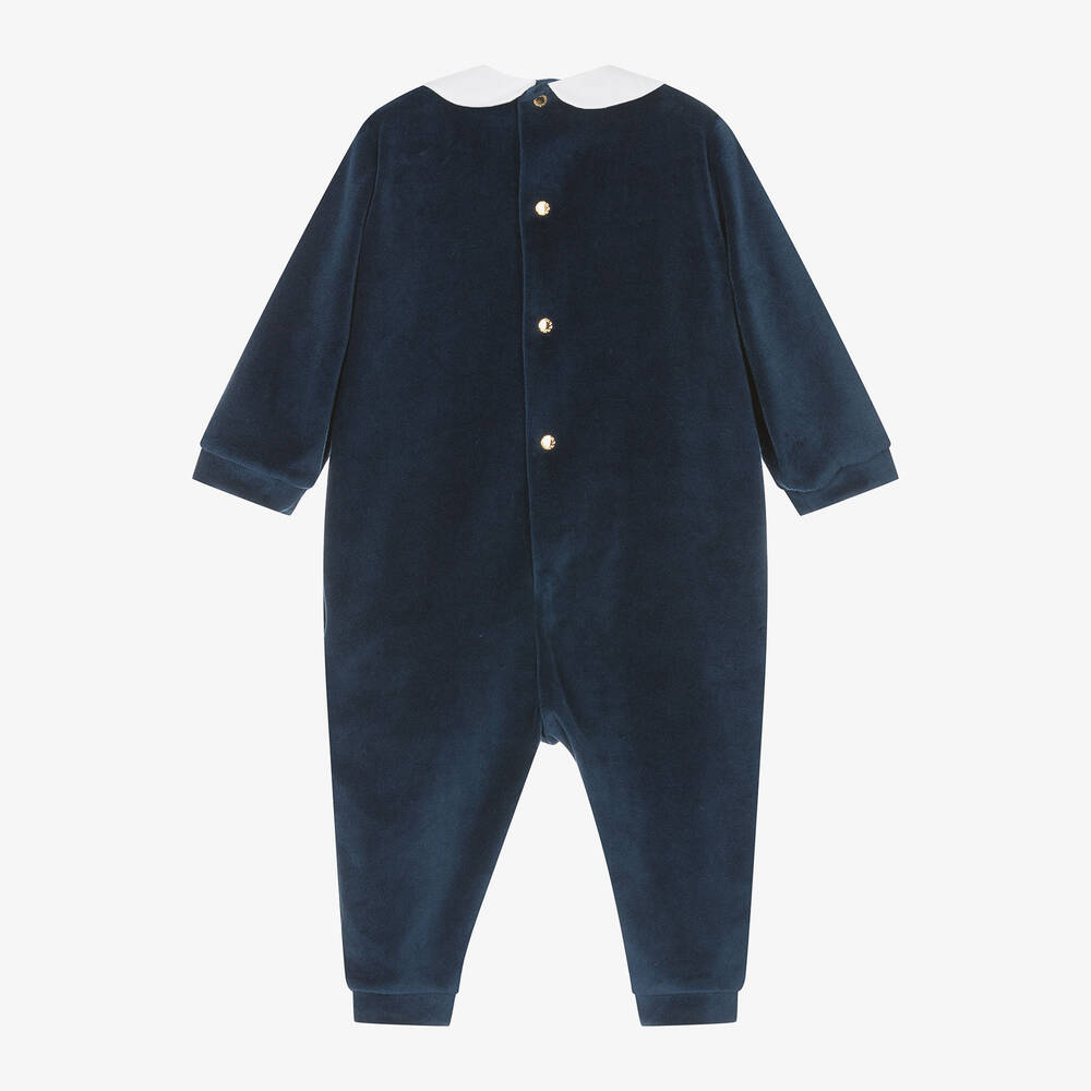 Versace-أفرول بيبي غرو قطن قطيفة لون كحلي للمواليد | Childrensalon Outlet