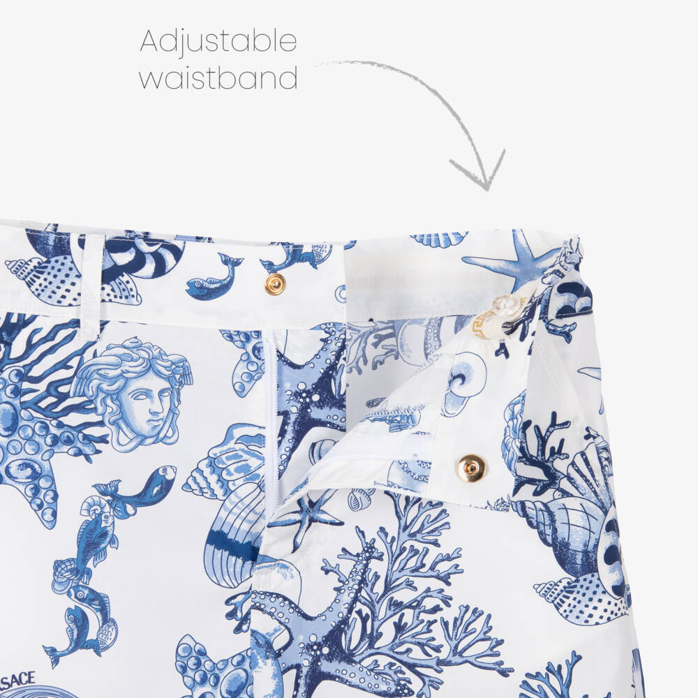 Versace-Шорты из хлопка с океаническим принтом для мальчиков | Childrensalon Outlet