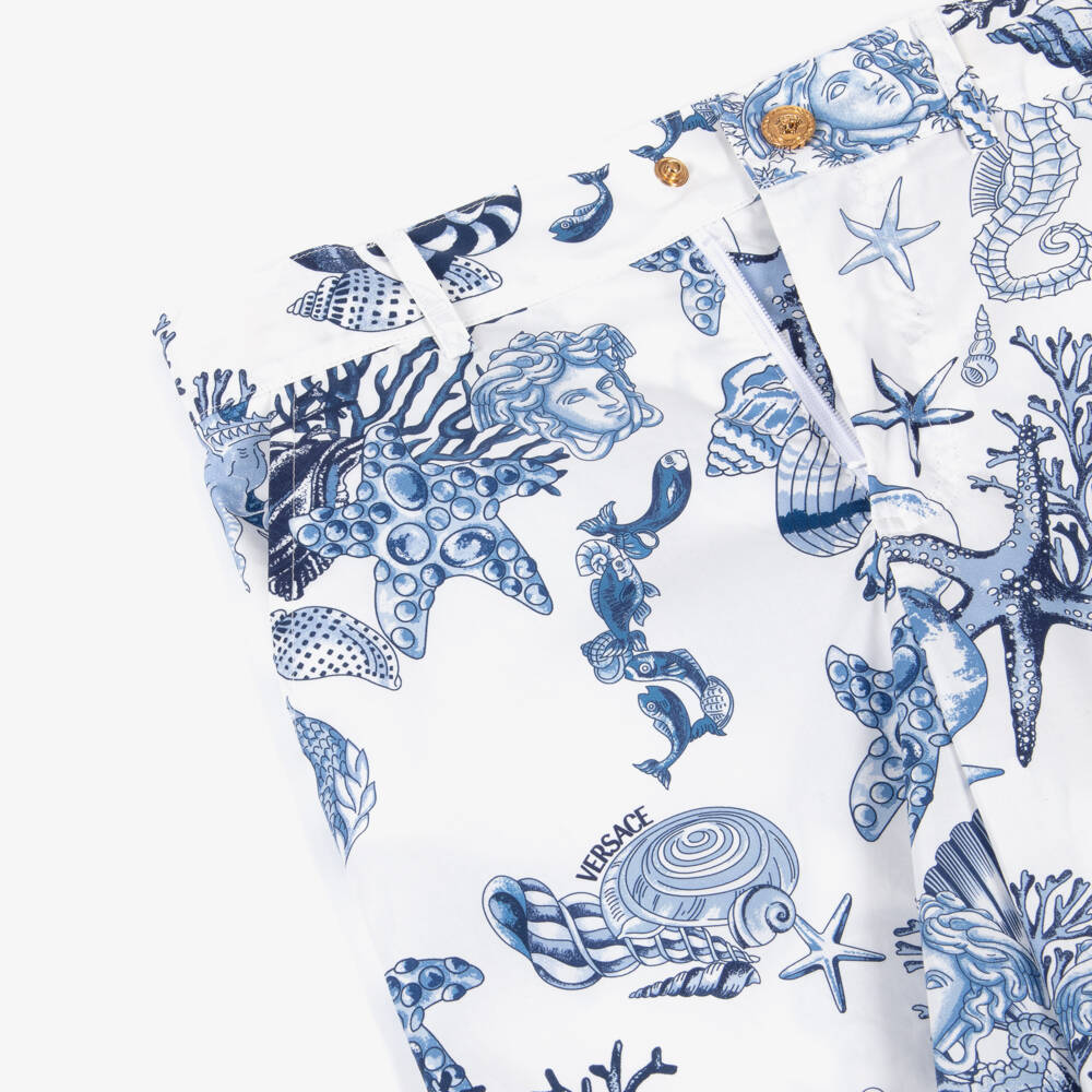Versace-Шорты из хлопка с океаническим принтом для мальчиков | Childrensalon Outlet