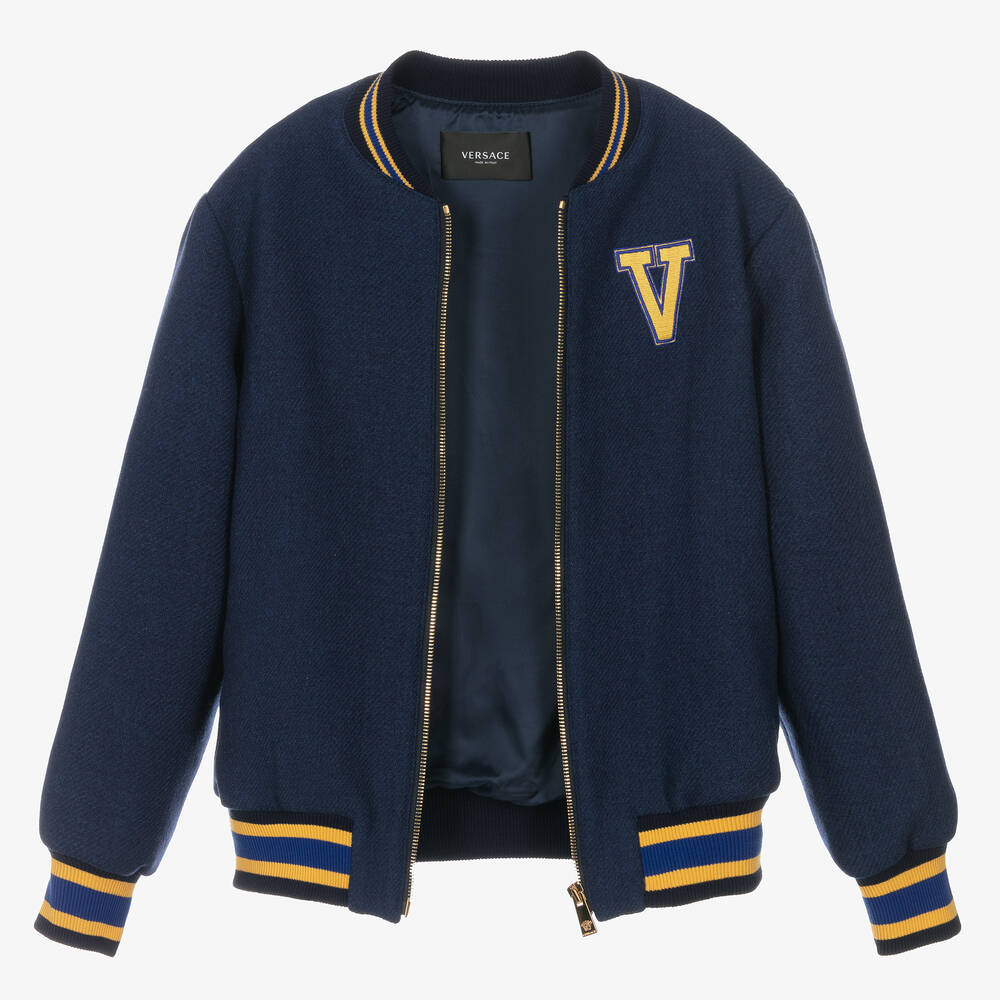 Versace-Boys Blue Wool Medusa Jacket | Childrensalon Outlet