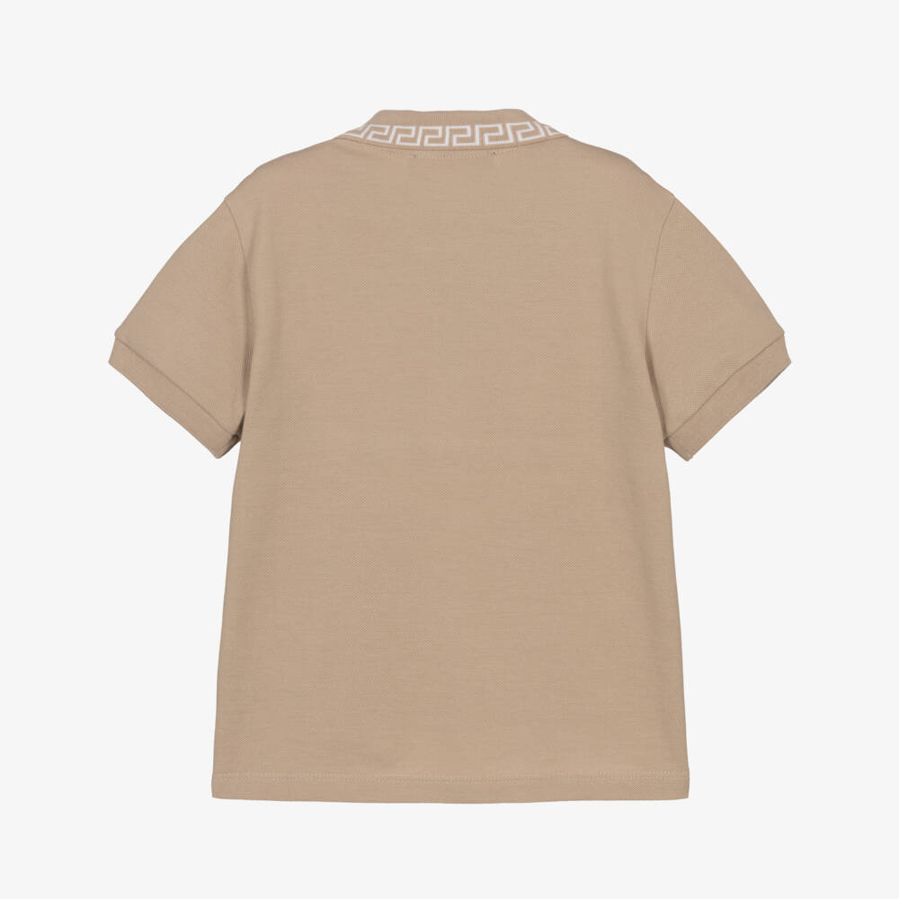 Versace-Boys Classic Beige Cotton Polo | Childrensalon Outlet