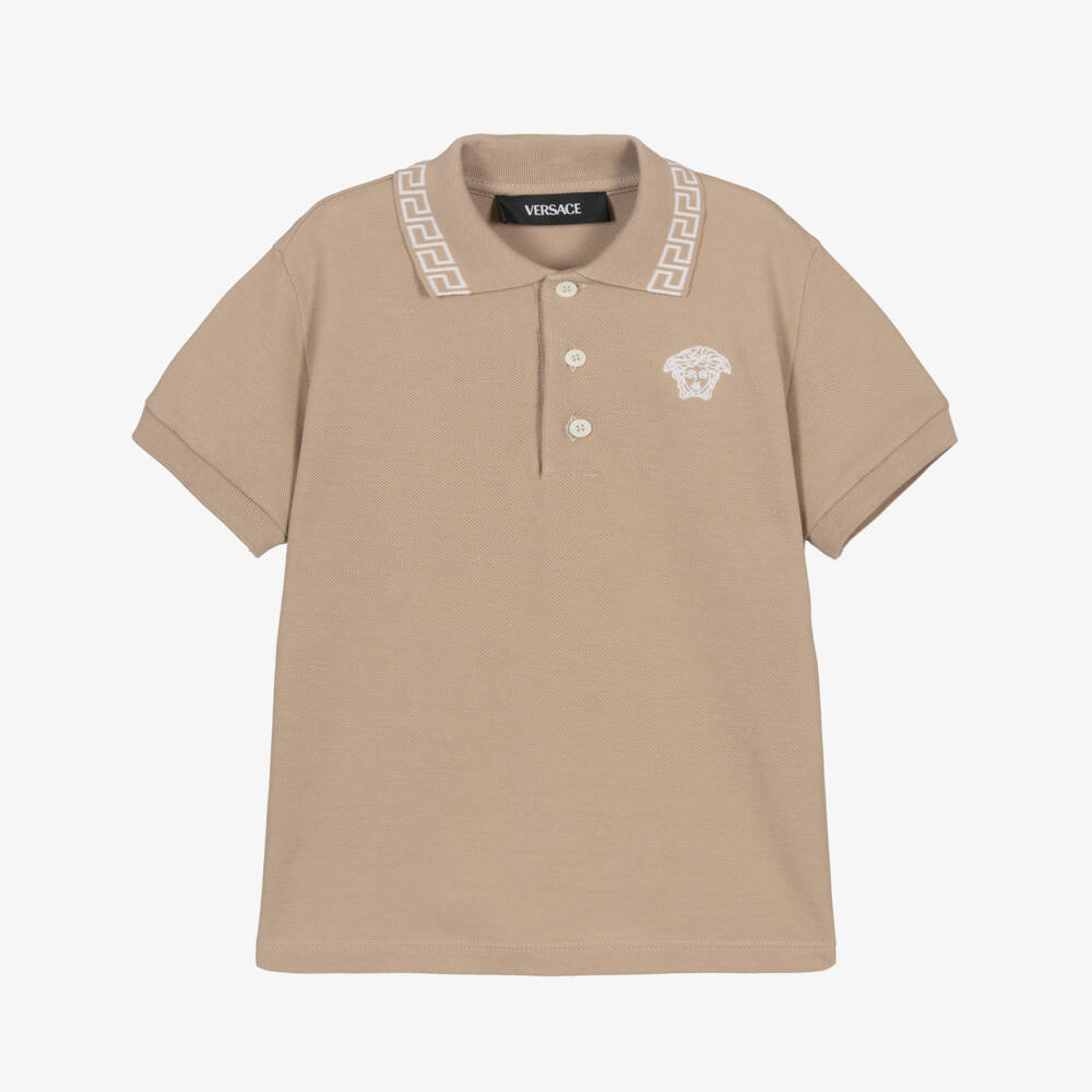 Versace-بولو كلاسيكي من القطن البيج للأولاد | Childrensalon Outlet