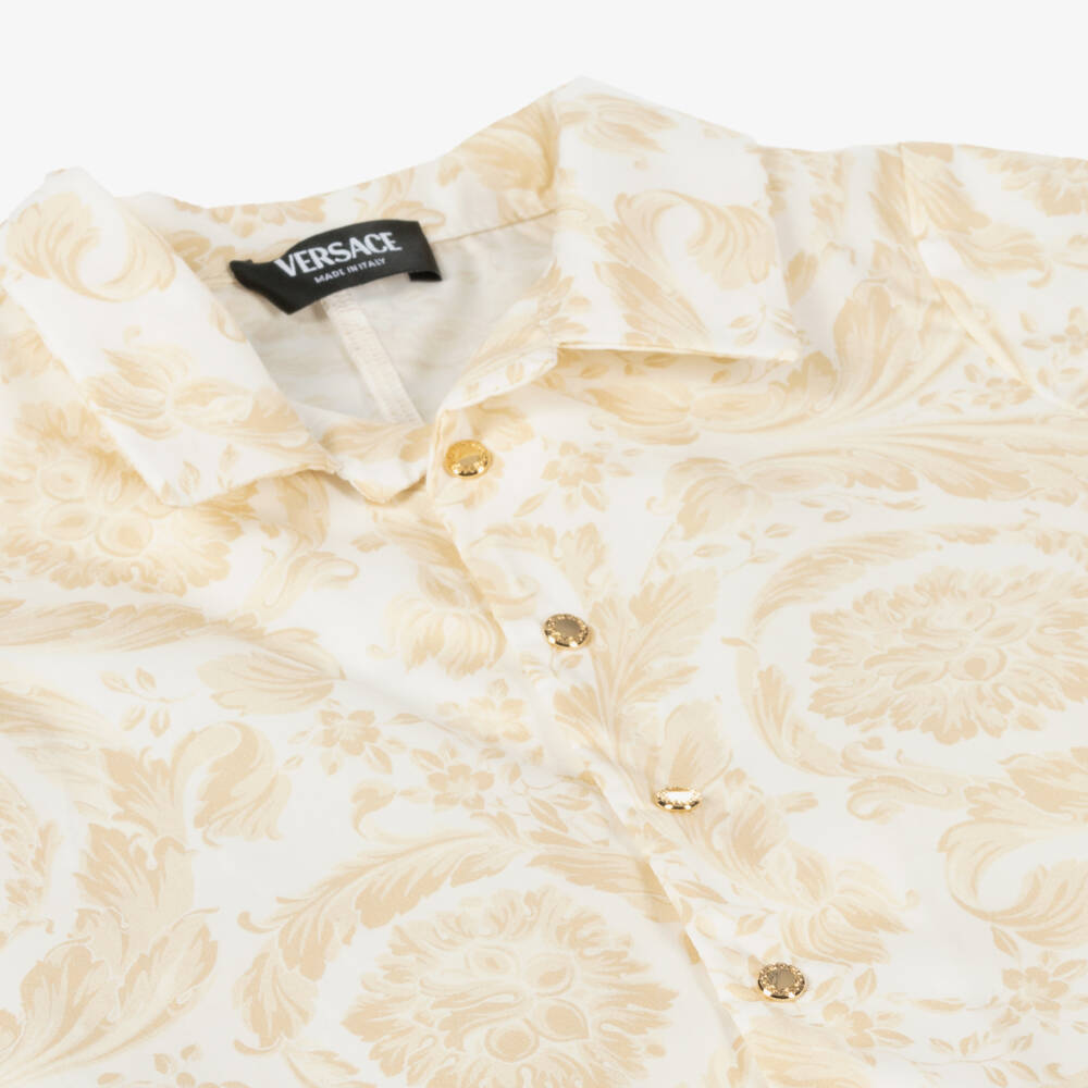 Versace-Boys Classic Beige Cotton Shortie | Childrensalon Outlet
