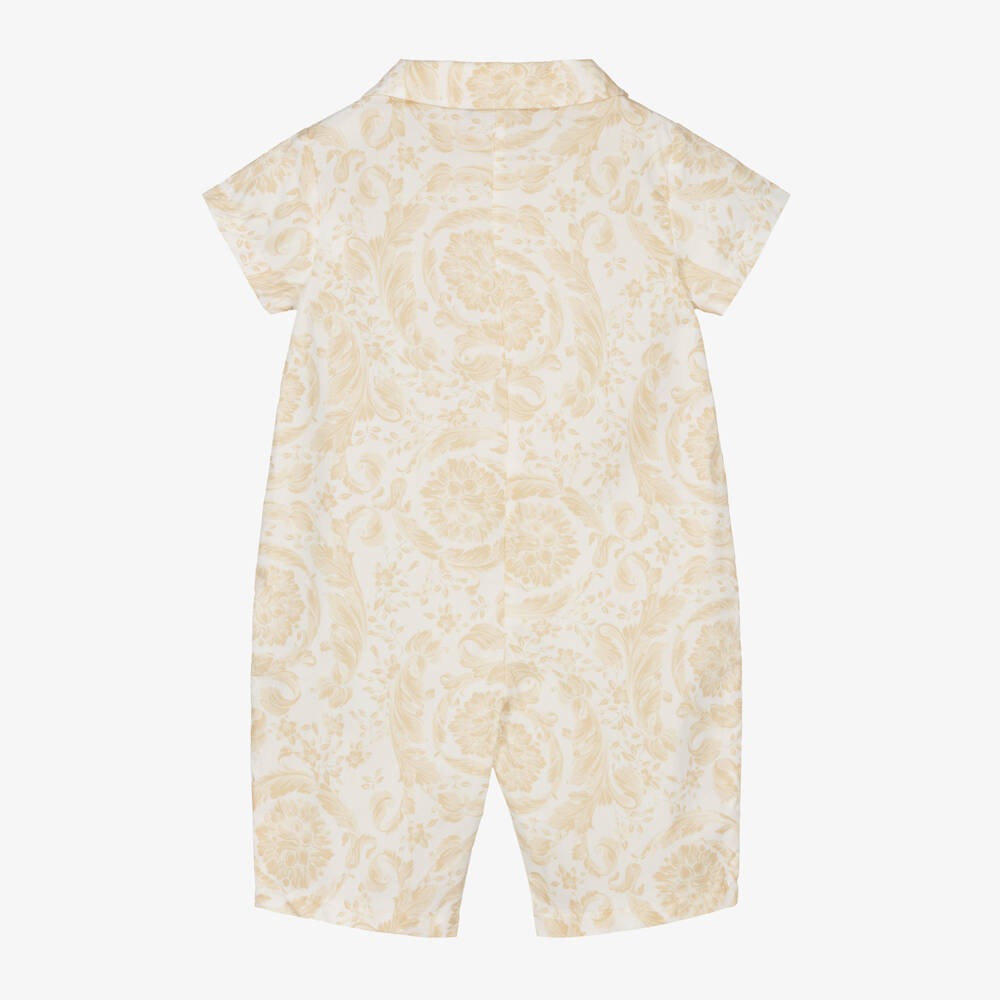 Versace-Boys Classic Beige Cotton Shortie | Childrensalon Outlet