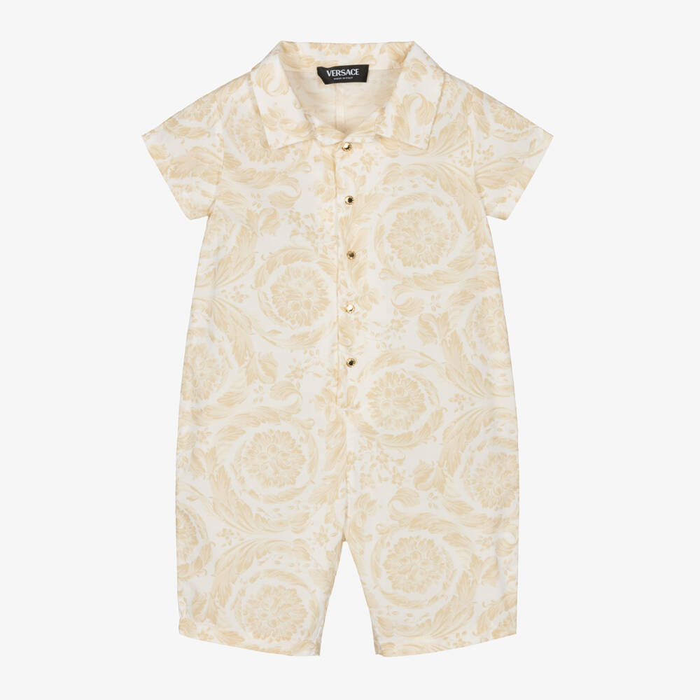 Versace-Boys Classic Beige Cotton Shortie | Childrensalon Outlet