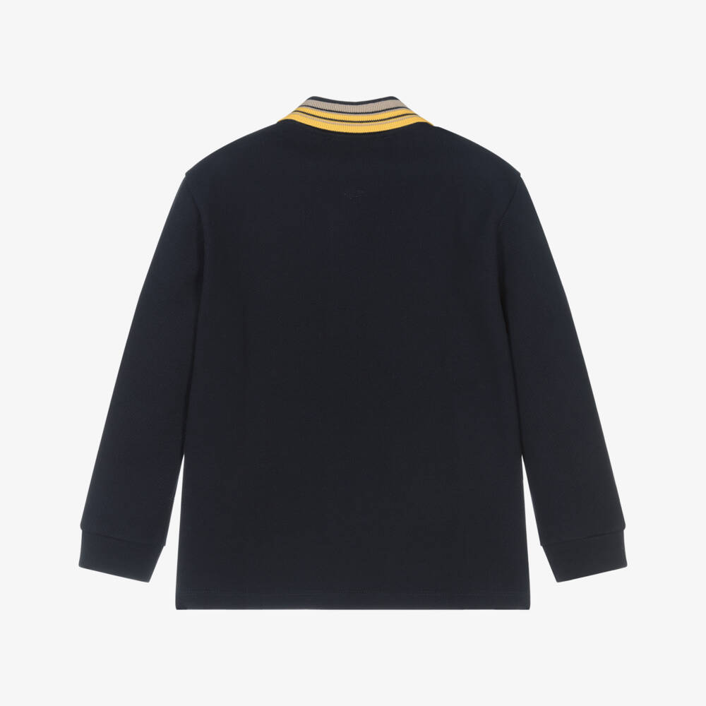 Versace-Boys Classic Blue Cotton Polo | Childrensalon Outlet
