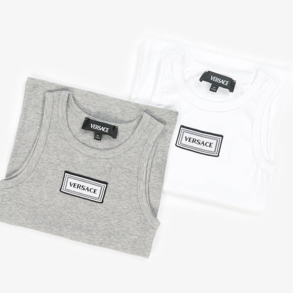 Versace-Boys Classic Grey & White Duo Vests | Childrensalon Outlet