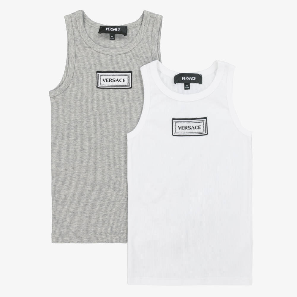 Versace-Boys Classic Grey & White Duo Vests | Childrensalon Outlet