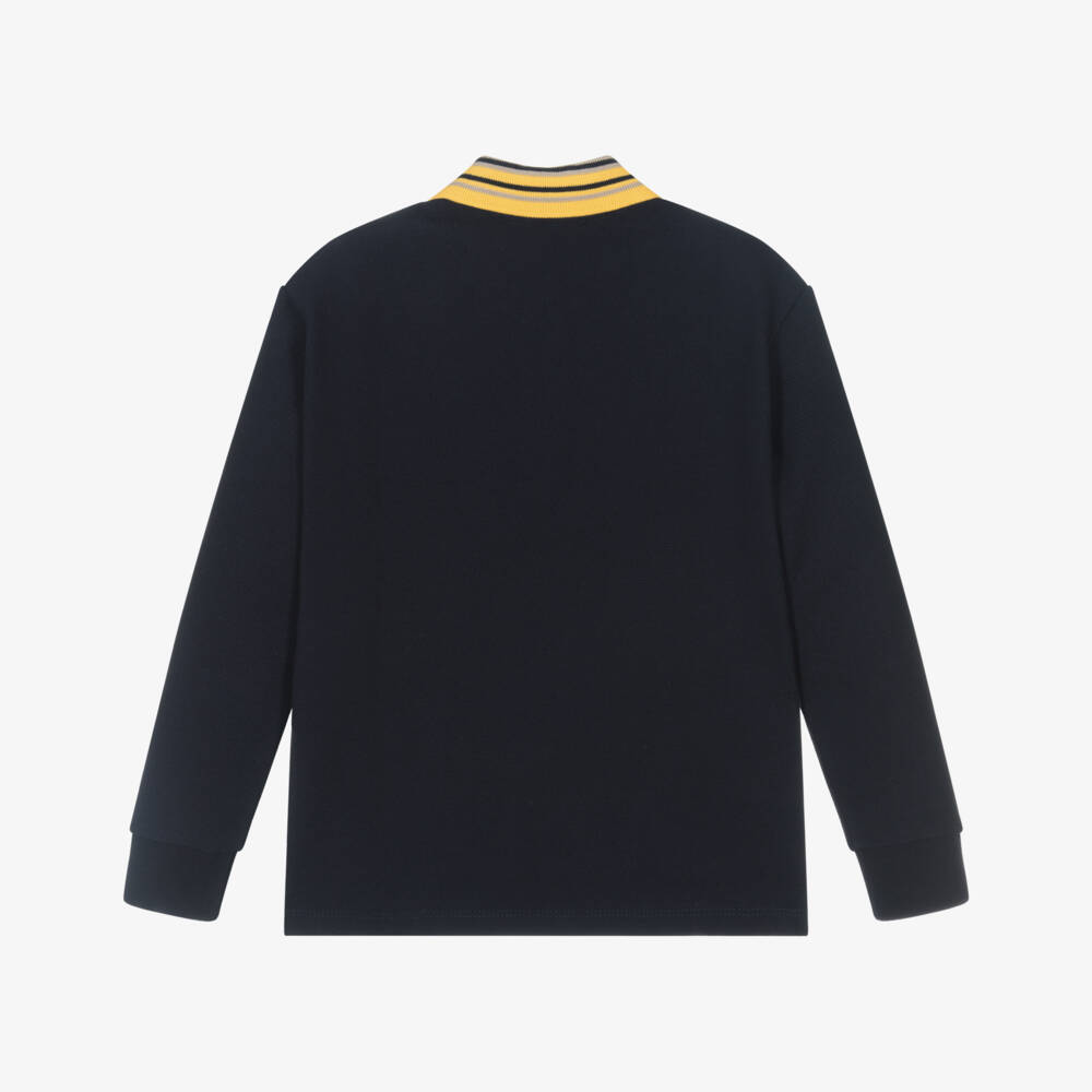 Versace-Boys Classic Navy Cotton Polo | Childrensalon Outlet