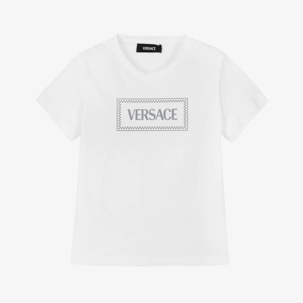 Versace-Boys Classic White Cotton Tee | Childrensalon Outlet