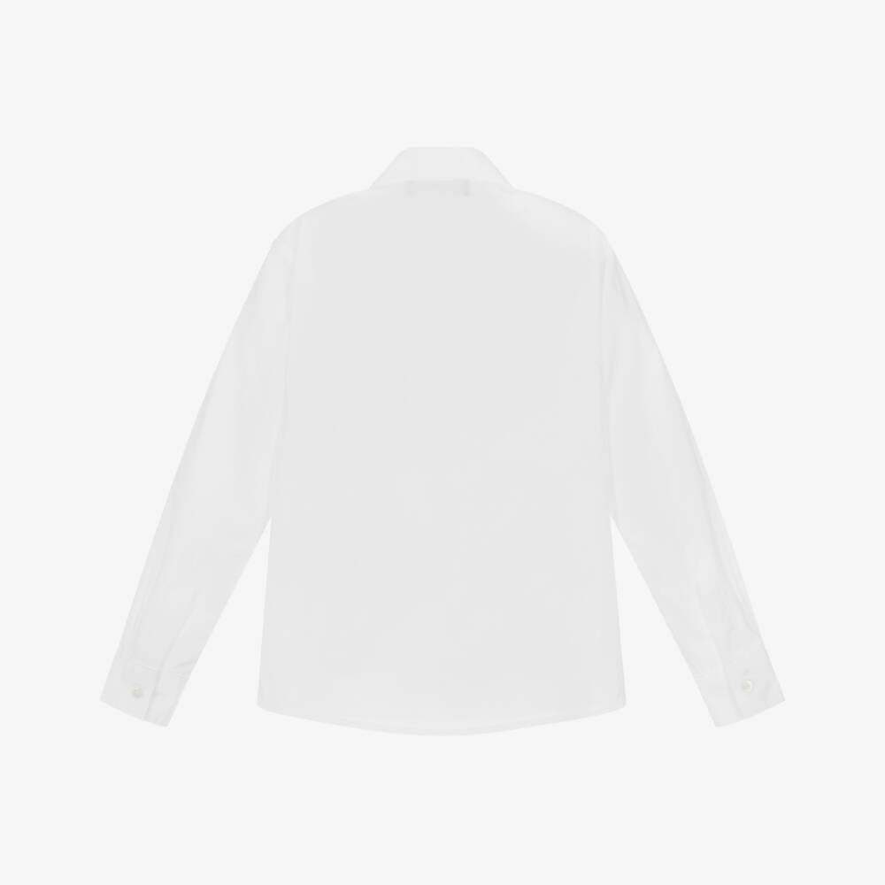 Versace-Boys Classic White Logo Cotton Shirt | Childrensalon Outlet