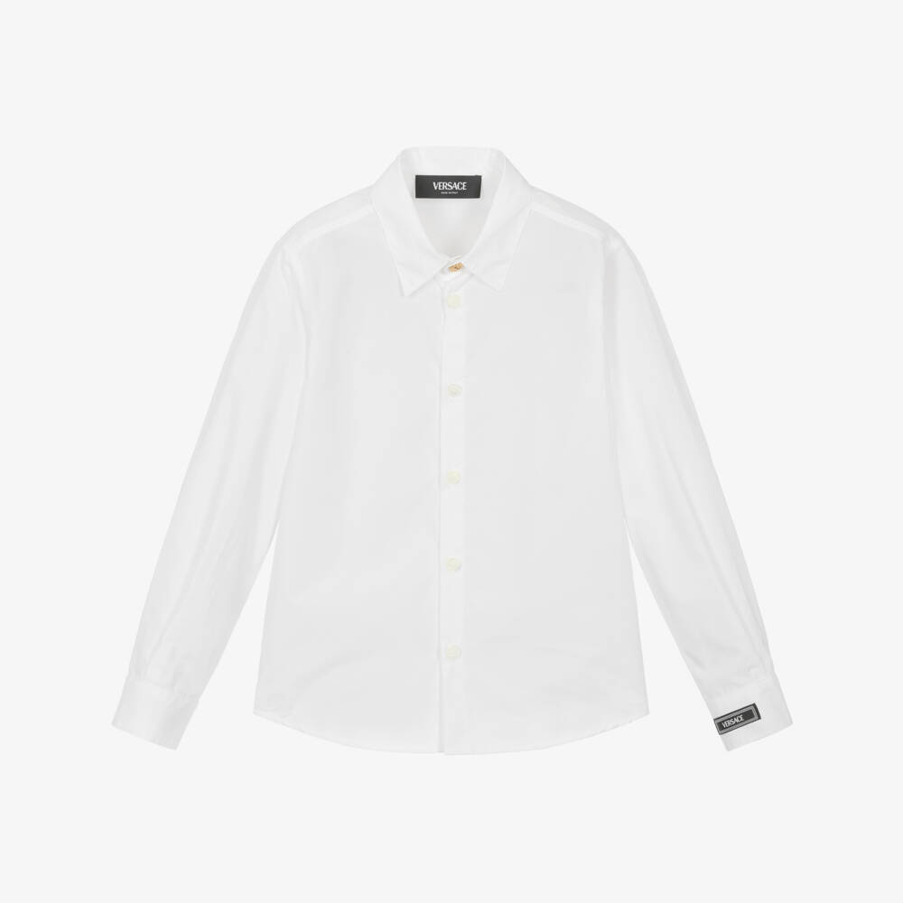 Versace-Boys Classic White Poplin Shirt | Childrensalon Outlet