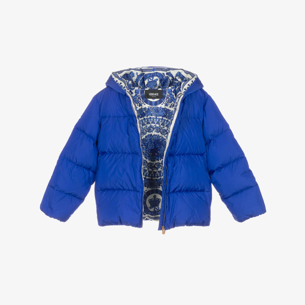 Versace-معطف منفوخ أزرق كوبالت للأولاد | Childrensalon Outlet