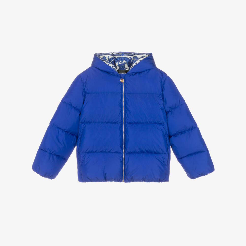 Versace-معطف منفوخ أزرق كوبالت للأولاد | Childrensalon Outlet