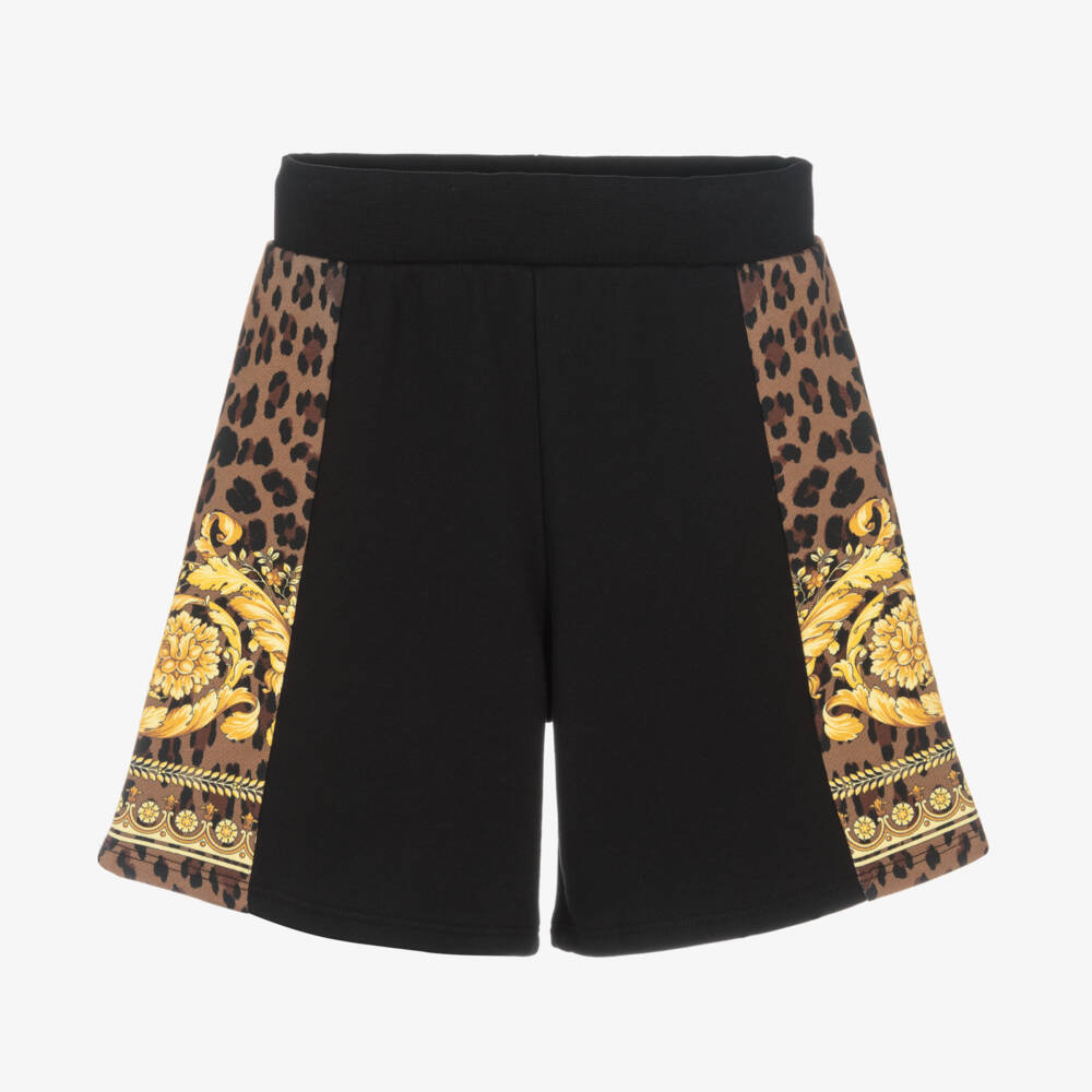 Versace-Boys Cotton Black Baroque Shorts | Childrensalon Outlet