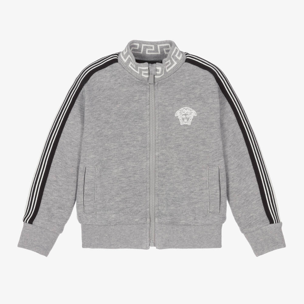 Versace-Boys Cotton Grey Zip Jacket | Childrensalon Outlet