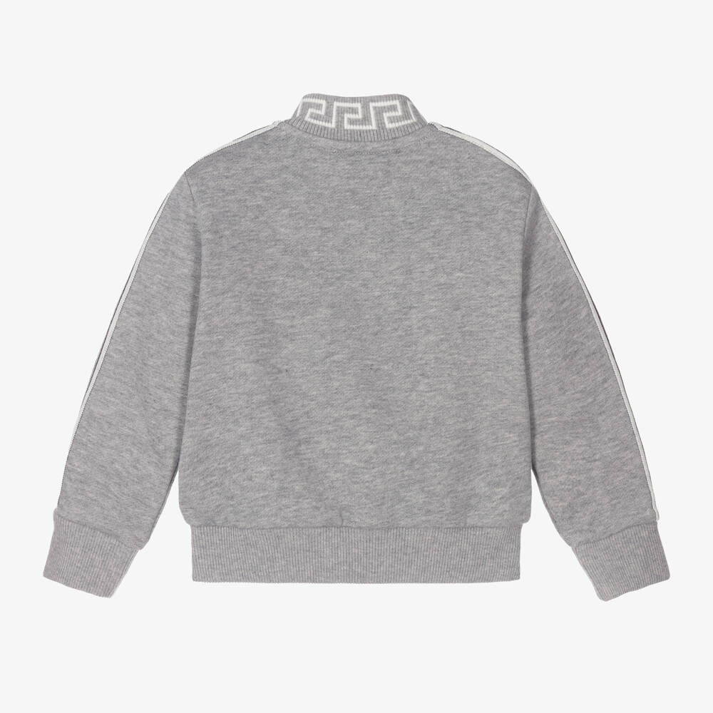 Versace-توب بسحاب بطبعة ميدوسا قطن لون رمادي للأولاد | Childrensalon Outlet