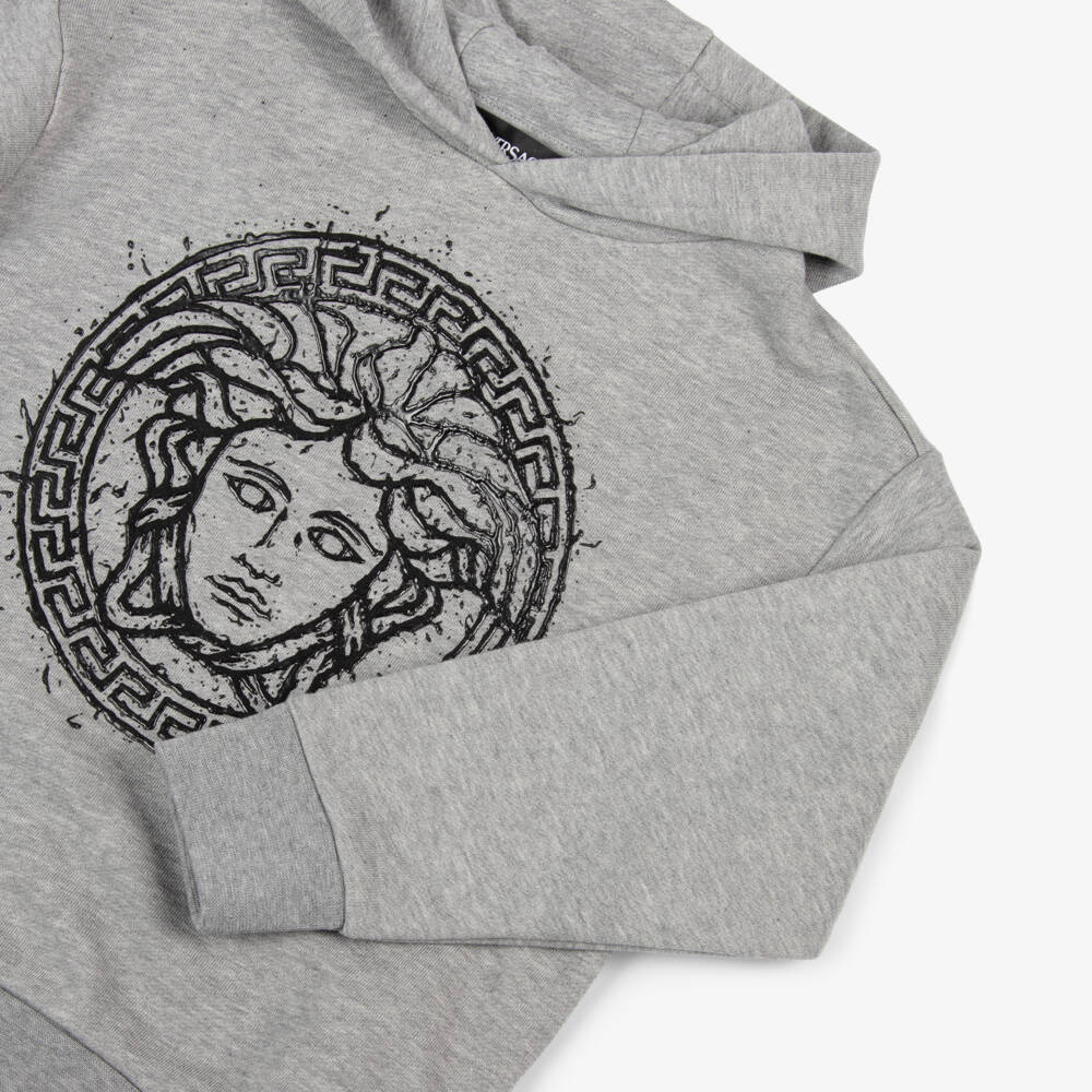Versace-Boys Cotton Hoodie with Medusa Accent | Childrensalon Outlet