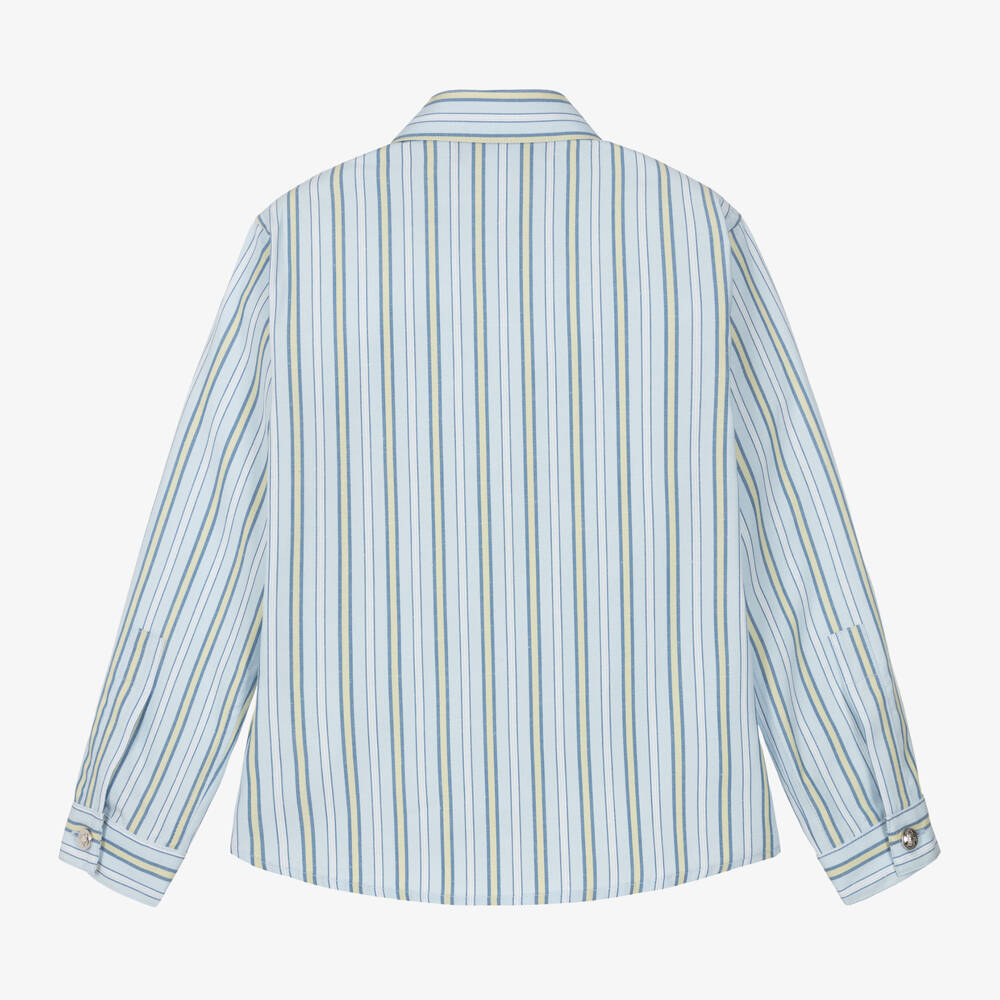 Versace-Boys Cotton Striped Poplin Shirt | Childrensalon Outlet