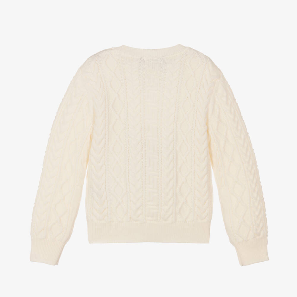 Versace-بلوفر صوف محبوك لون عاجي للأولاد | Childrensalon Outlet