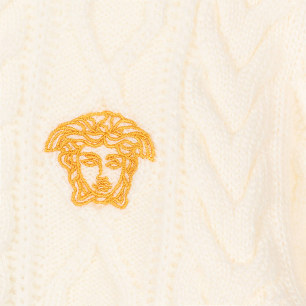 Versace-بلوفر صوف محبوك لون عاجي للأولاد | Childrensalon Outlet