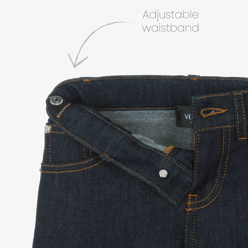 Versace-جينز قطن دنيم لون أزرق داكن للأولاد | Childrensalon Outlet