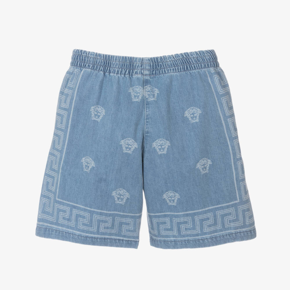 Versace-Boys Denim Bandana Print Shorts | Childrensalon Outlet