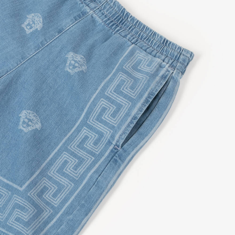 Versace-Boys Denim Bandana Print Shorts | Childrensalon Outlet