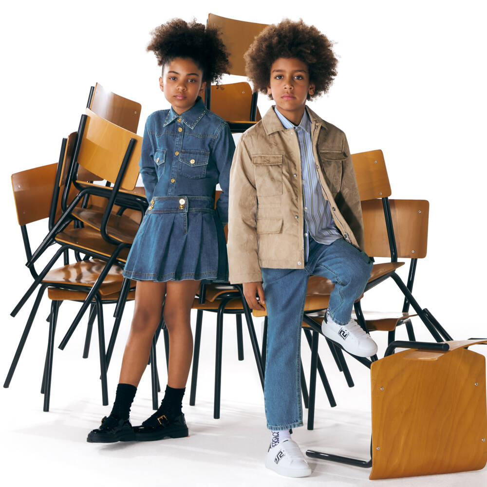 Versace-Boys Denim Medusa Embellished Jeans | Childrensalon Outlet