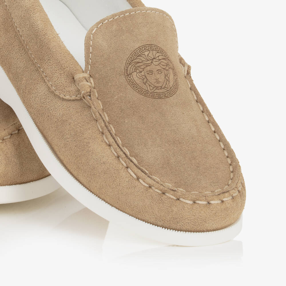 Versace-Boys Elegant Beige Suede Loafers | Childrensalon Outlet