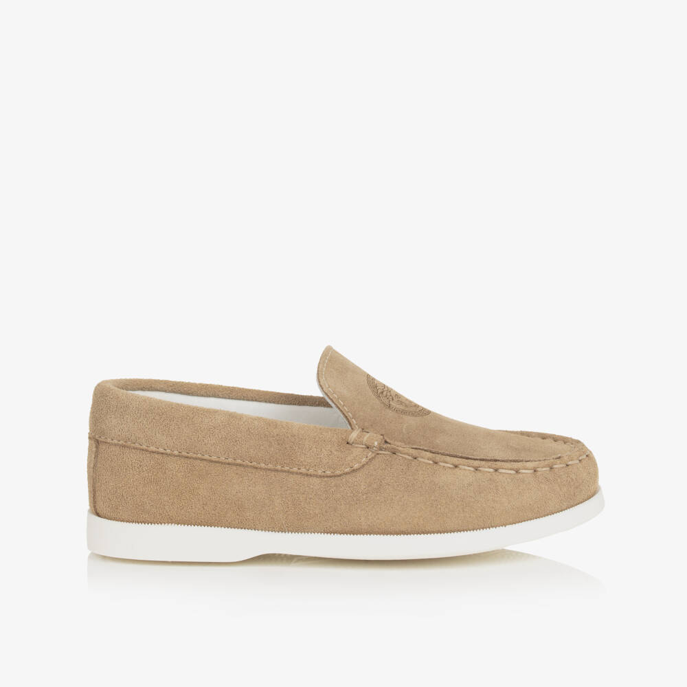 Versace-Boys Elegant Beige Suede Loafers | Childrensalon Outlet