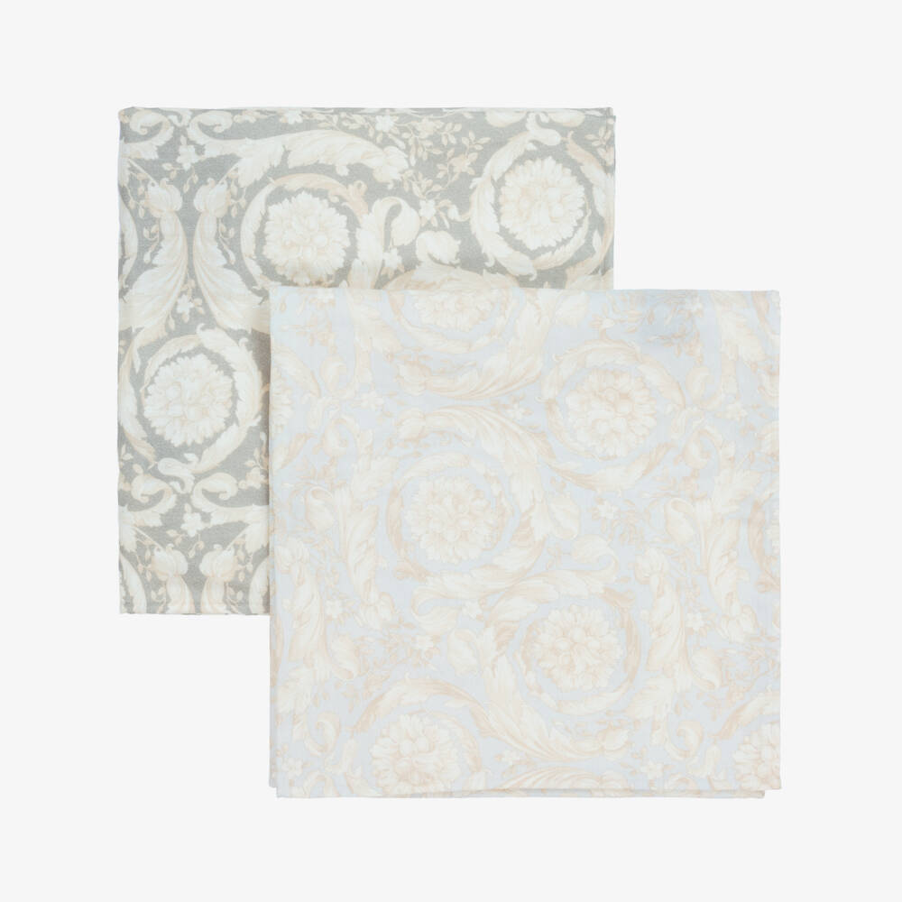 Versace-Boys' Elegant Blue-Grey Cotton Muslin Duo | Childrensalon Outlet