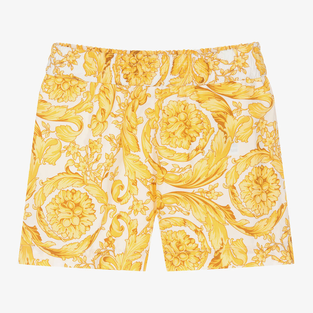 Versace-Boys Gold Barocco Cotton Shorts | Childrensalon Outlet