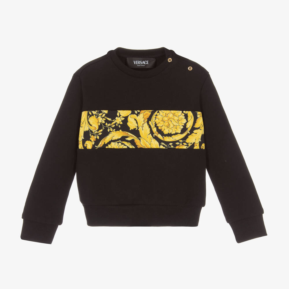 Versace-Boys Gold Baroque Cotton Jumper | Childrensalon Outlet