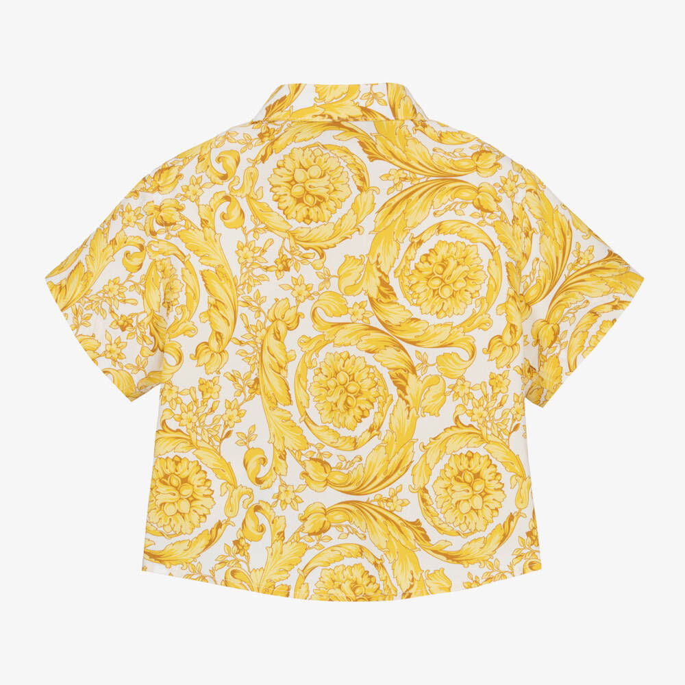 Versace-Boys Gold Cotton Barocco Shirt | Childrensalon Outlet