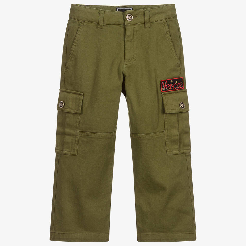 Versace - Boys Green Cargo Trousers | Childrensalon