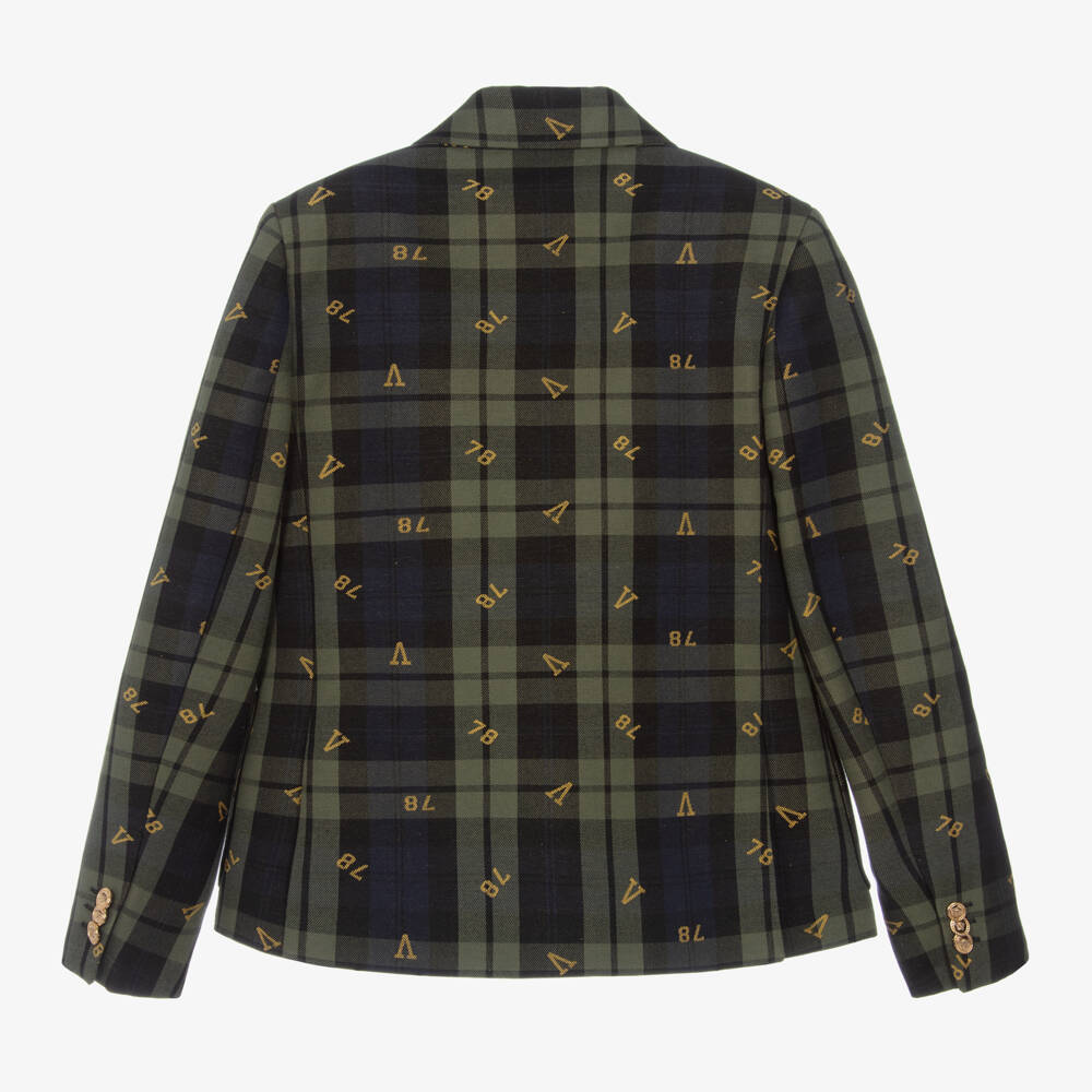 Versace-Boys Green Check Cotton Blazer | Childrensalon Outlet
