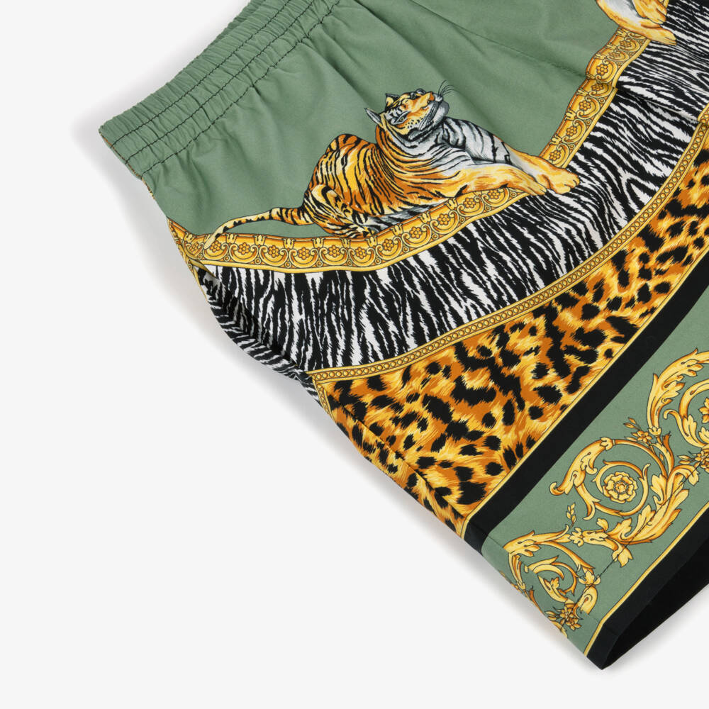 Versace-Зеленые шорты с леопардовым принтом для малышей | Childrensalon Outlet