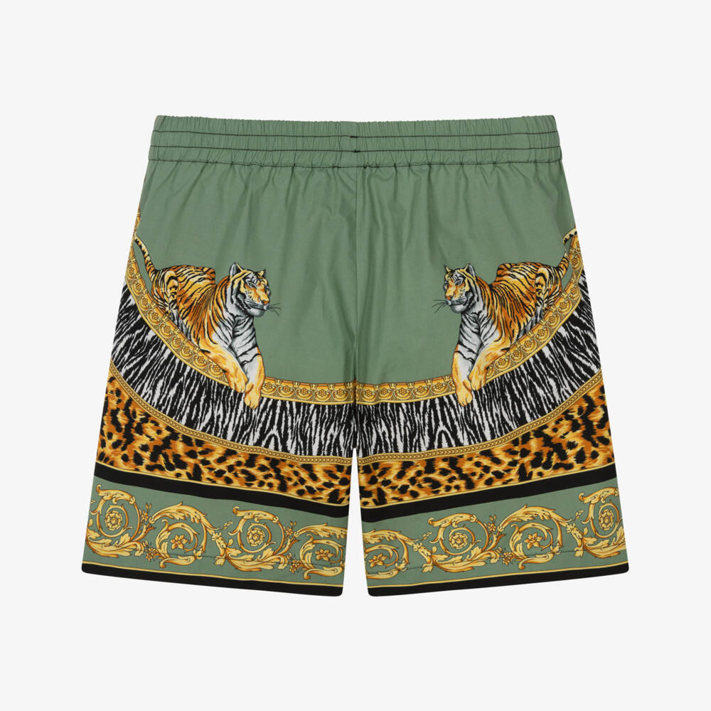 Versace-Зеленые шорты с леопардовым принтом для малышей | Childrensalon Outlet