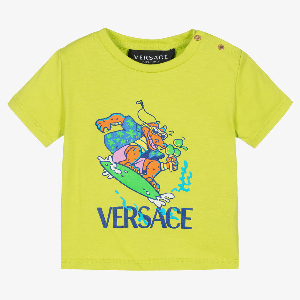 Versace - Boys Green Crocodile Logo T-Shirt | Childrensalon