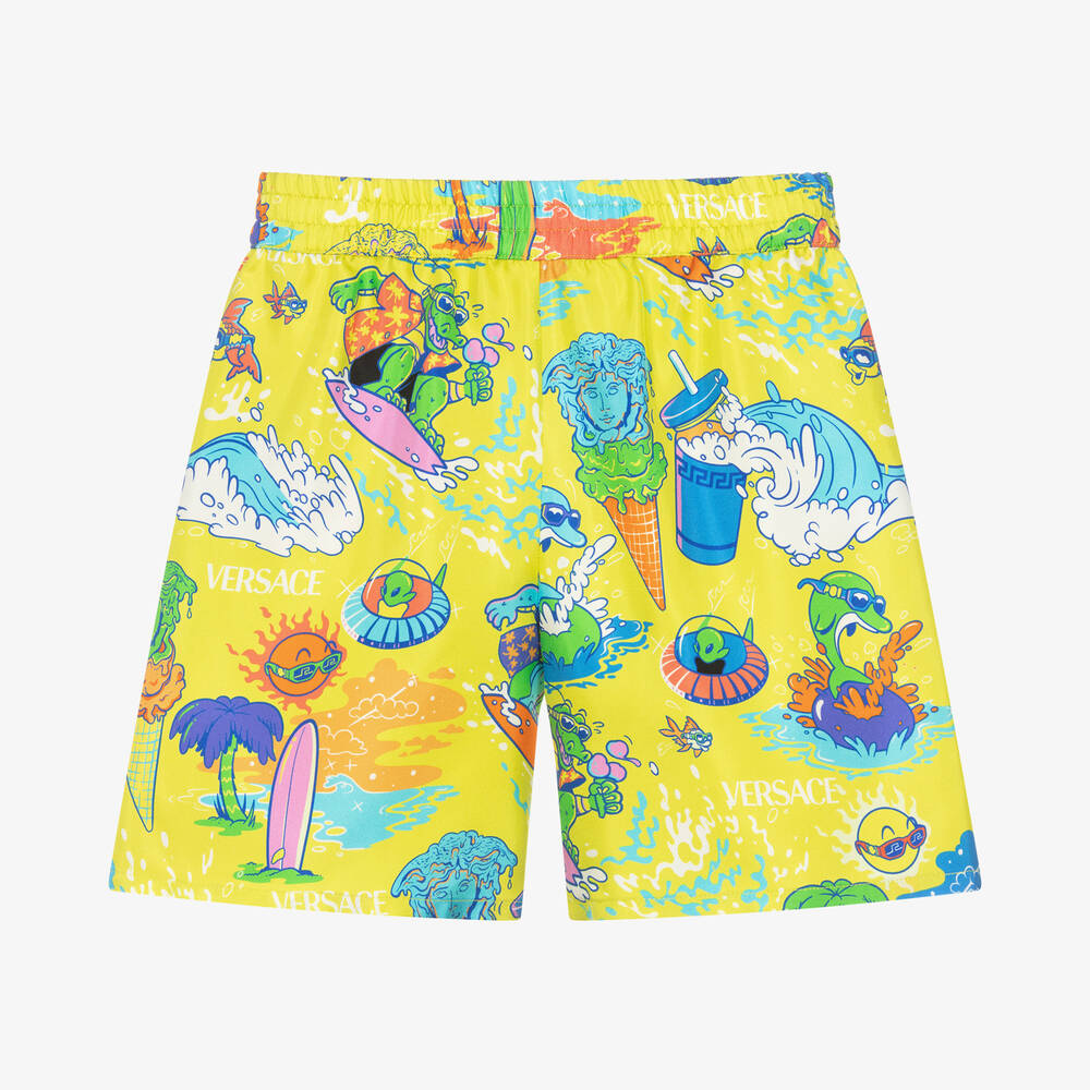 Versace - Boys Green Medusa Sunnies Silk Shorts | Childrensalon