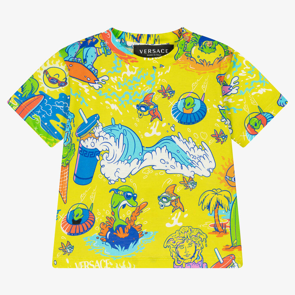 Versace - Boys Green Medusa Sunnies T-Shirt | Childrensalon