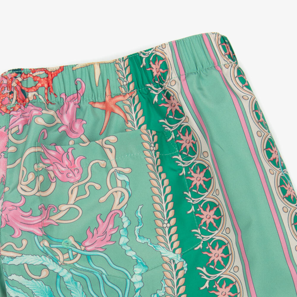 Versace-Плавки зелёные с морским мотивом для мальчиков | Childrensalon Outlet