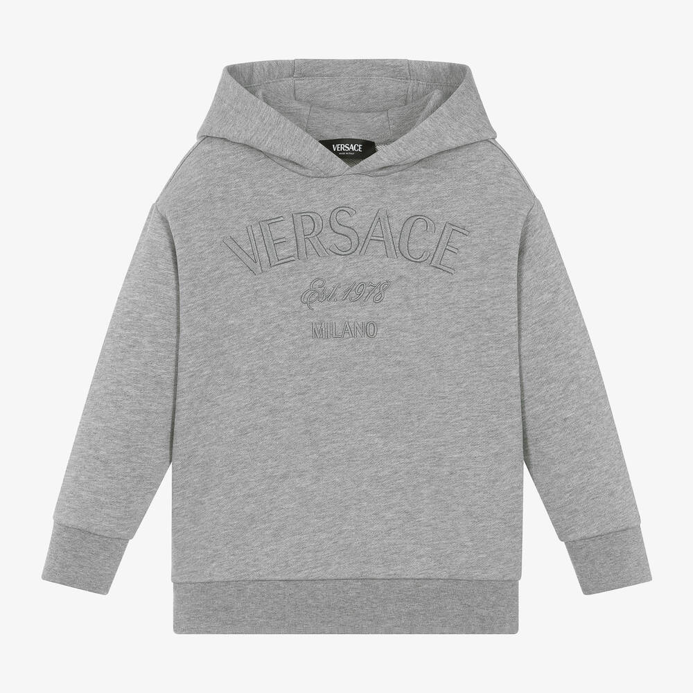 VERSACE Boys Grey Cotton Hoodie
